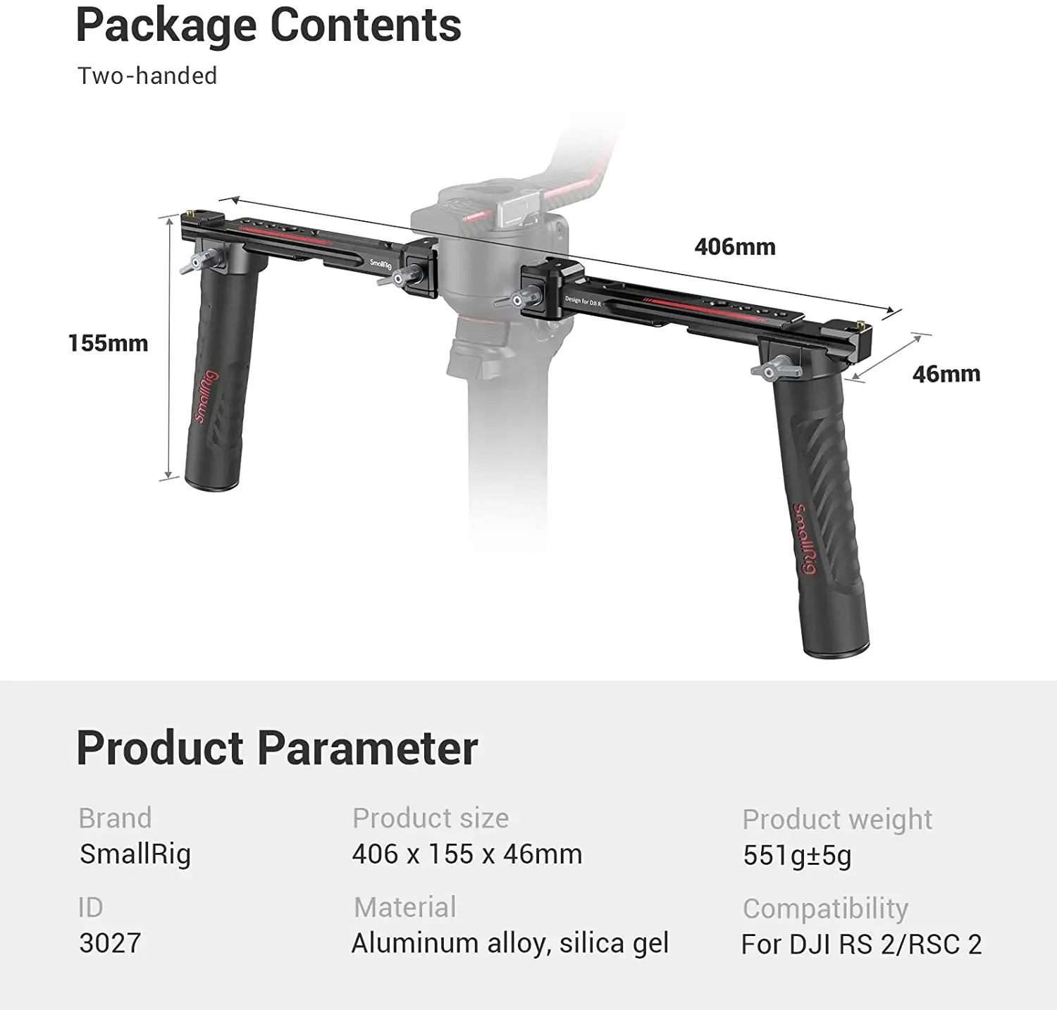 Adjustable Monitor Mount - SmallRig 3027 Suporte Duplo Ajustável para
